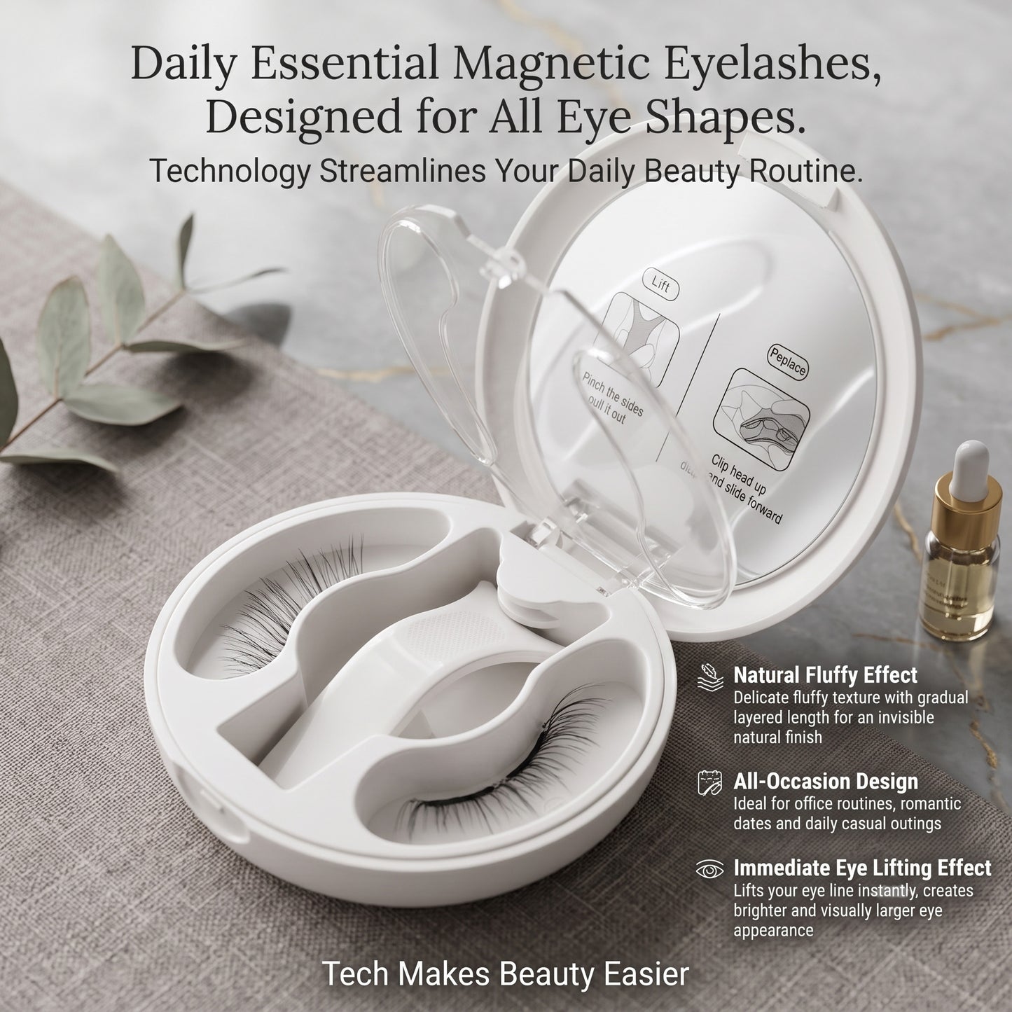 VYAR Premium Magnetic Eyelashes – No Glue Reusable Soft-Magnetic Lashes Kit with Applicator (Ice Black)